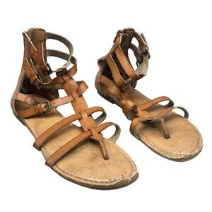 Old navy shoes sandals flats zipper toe strap adjustable straps brown 9 READ